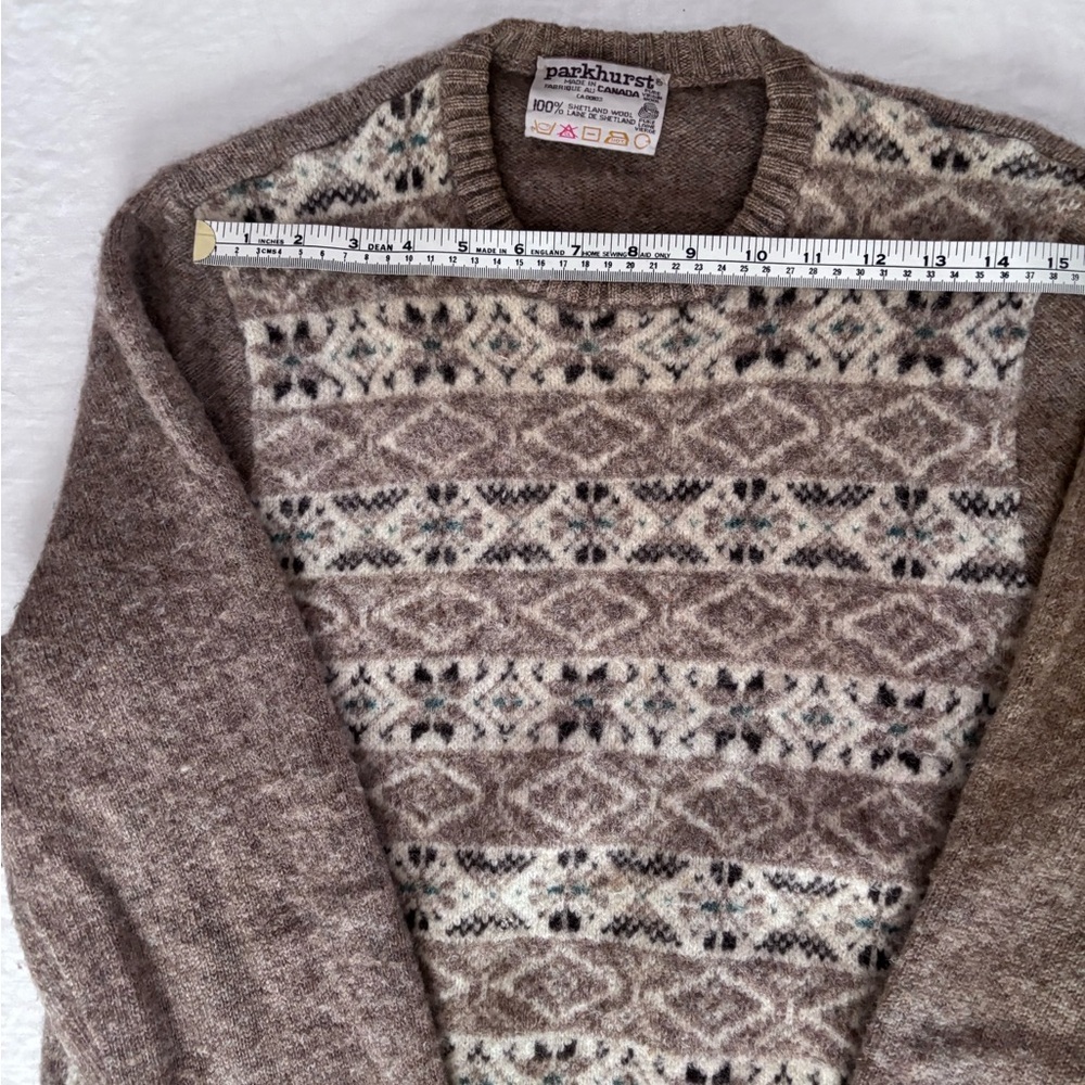 Women’s Parhurst Vintage Fair Isle 100% Shetland Wool Crew Neck Sweater Medium - Picture 6 of 11
